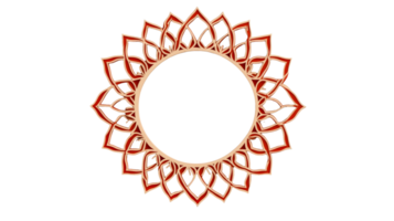 Decorative round frame of petals with red outline, cut out transparent png