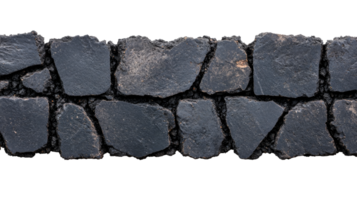 Row of dark stone blocks, jagged edges, material, surface, cut out transparent png