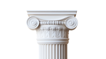 Ancient ionic column capital with scrolls, cut out transparent png