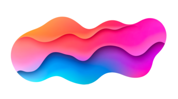 Wavy abstract multi-layered gradient color shape, cut out transparent png