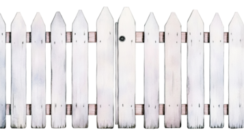 White Picket Fence with Gate Design, Wood Texture, Clipping Path, cut out transparent png