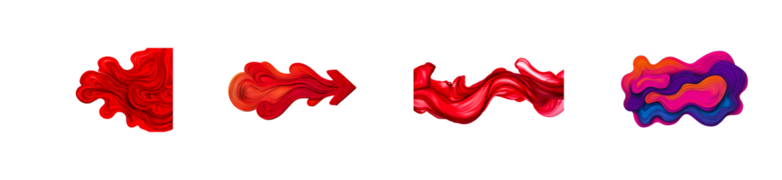 Abstract Flowing Color Forms on Dark Background, cut out transparent png