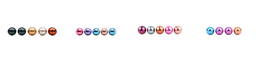 Decorative Balls in Various Colors arranged in Lines, cut out transparent png