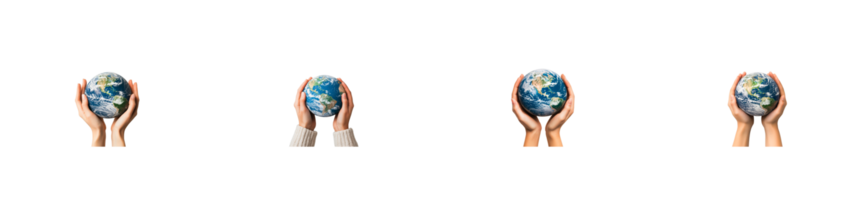 Hands holding earth globe, showing environmental conservation, cut out transparent png