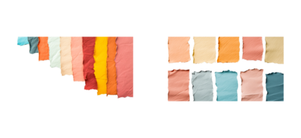 Colorful torn paper elements for design with texture , cut out transparent png