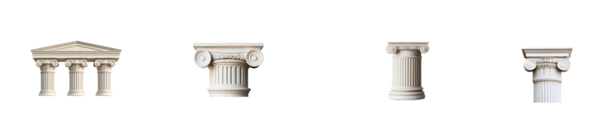 Ancient columns of a Greek temple, historic architecture, cut out transparent png