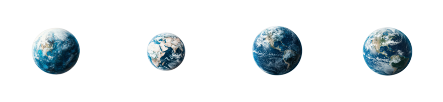Globe planet Earth view, rotating evolution perspective, cut out transparent png