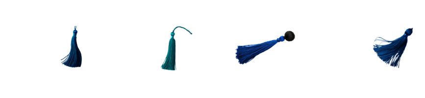 Colorful tassels showcasing various designs and textures png