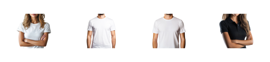 T shirts displayed on models with transparent background for design png
