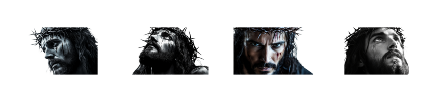 Representation of Christ with crown of thorns in dramatic expressions png