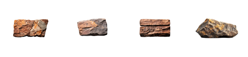 Four unique rocks display different shapes and colors png