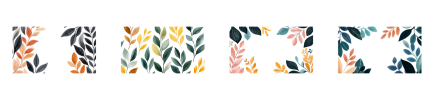 Colorful leaf patterns on a transparent background for design use png