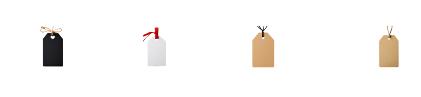Various blank tags with strings on transparent background png