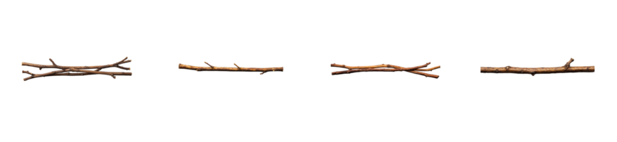 Various wood sticks arranged on a transparent background png