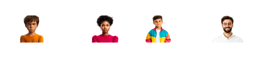 The image showcases individuals displaying a range of emotions png