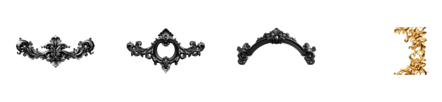 Vintage frames with intricate designs on transparency png