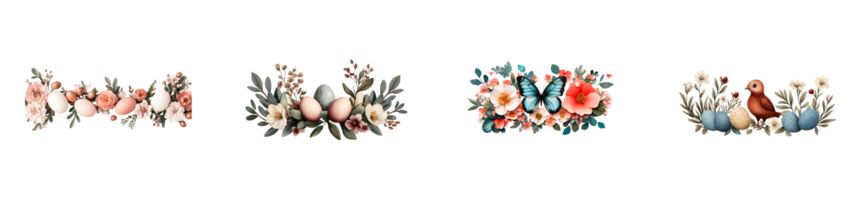 Floral arrangement with eggs and butterfly for spring celebration png