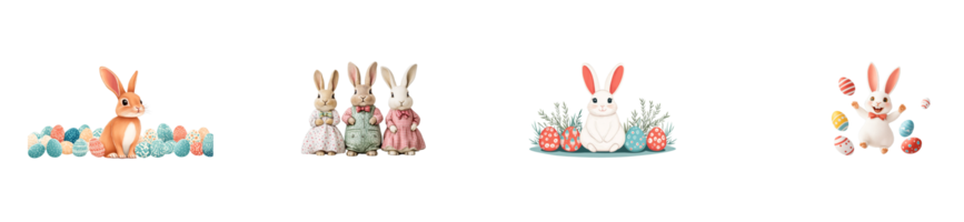 Cute rabbits with colorful eggs for an Easter celebration png