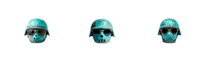 Unique decorative helmets with sunglasses on a transparent background png
