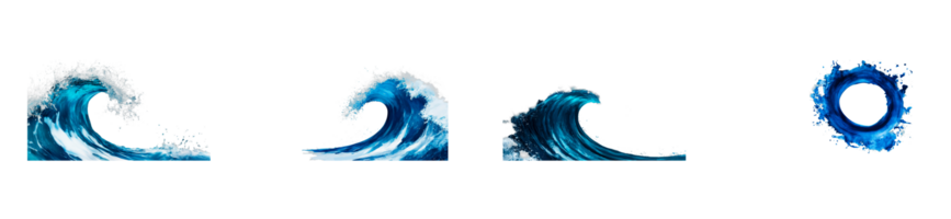 Dynamic ocean waves with splash effects on a transparent background png