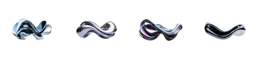Sculptural forms with a fluid design on a transparent background png