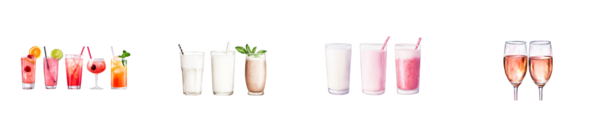 Refreshing summer drinks in various styles for gatherings and parties png