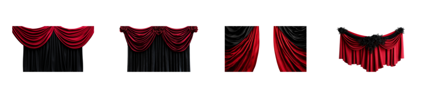 Elegant red and black curtains for theater or event decoration png