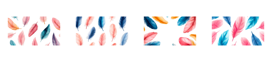 Colorful feather patterns on a transparent background for design png
