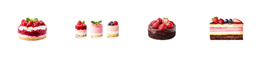 Delicious desserts with berries on a transparent background png