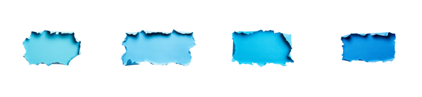 Blue torn paper strips with transparent background for design use png