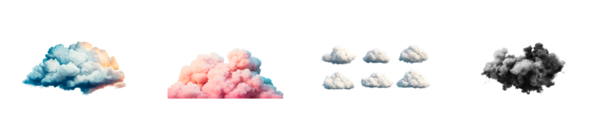 Colorful cloud formations with a transparent background for design png