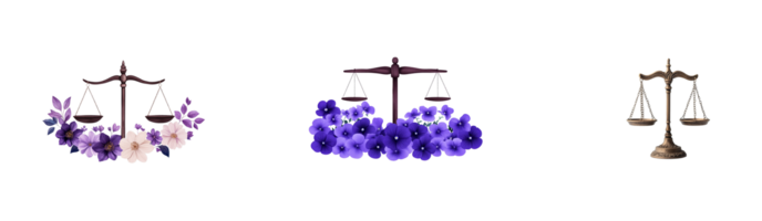 Scales of justice adorned with elegant flowers in a creative design png