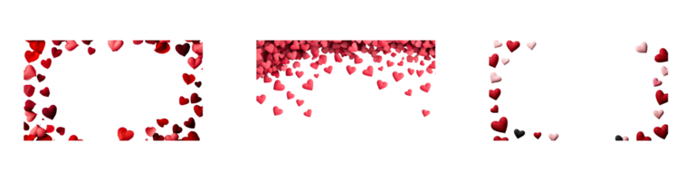 Heart shapes falling gently from above in a soft pink design png