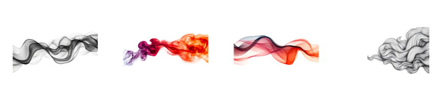 Flowing abstract shapes with transparent background in various colors png