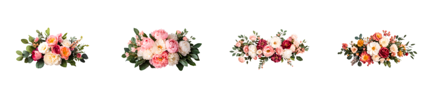 Flower arrangements in varying styles featuring soft colors png