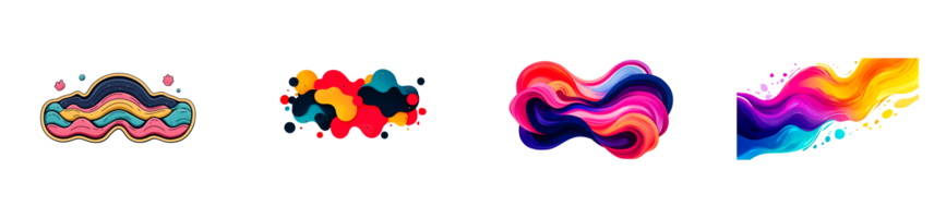 colorida abstrato formas com fluindo padrões em transparência png