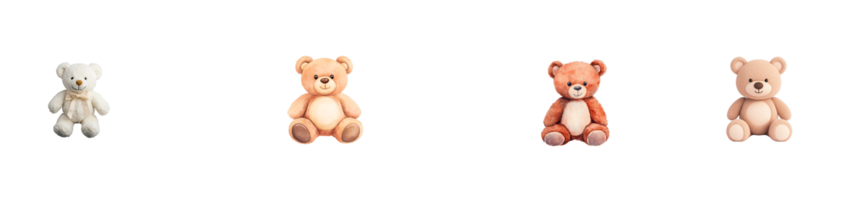 Cute teddy bears in soft colors on a transparent background png