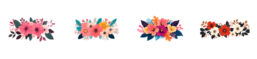 Colorful floral arrangements with vibrant colors and diverse patterns png