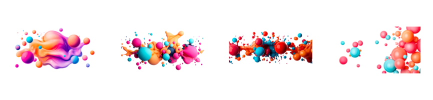Colorful abstract blobs and splashes on a transparent background png