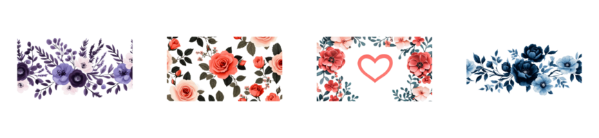 Elegant floral patterns on a transparent background for design use png