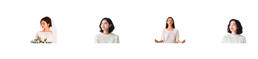 Womans portraits showing diverse expressions on a clear background png