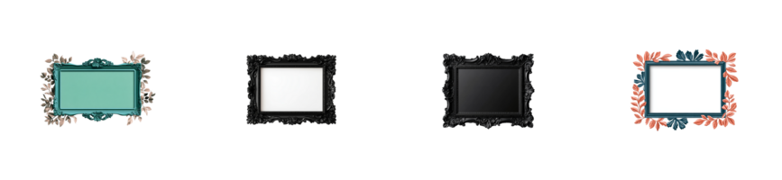Various decorative frames with transparent backgrounds for design use png