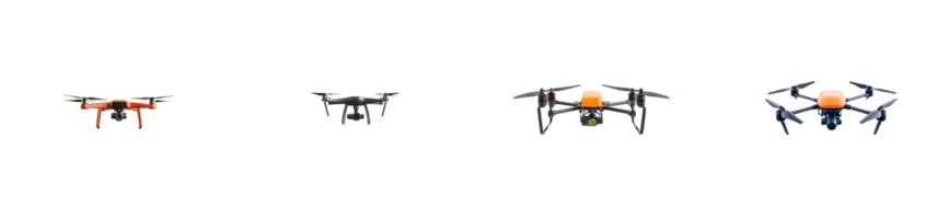 Different types of drones with transparent background png