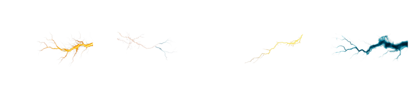 Dynamic electric arcs with transparent background for creative designs png