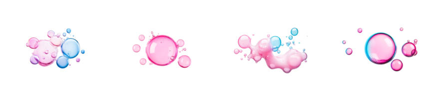 Colorful bubbles and droplets in various shapes and sizes png