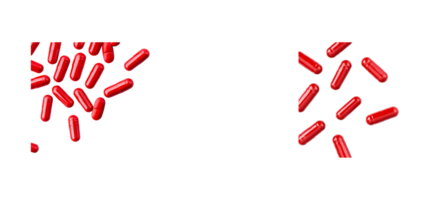 Red capsules randomly scattered on a clear background png
