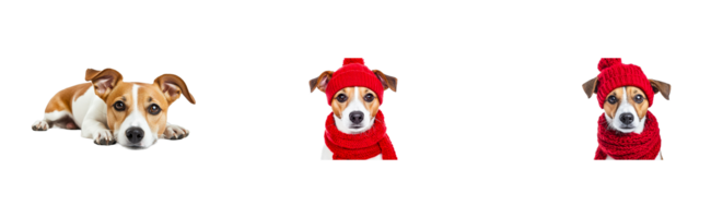 Stylish dog in warm winter attire with cheerful expression png