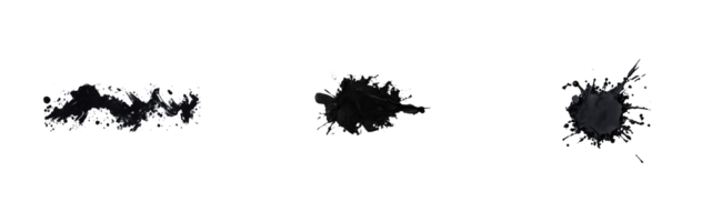 Black ink splashes on transparent background for creative projects png