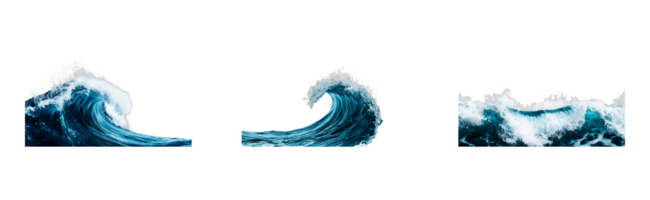 Dynamic ocean waves crashing against a transparent background png