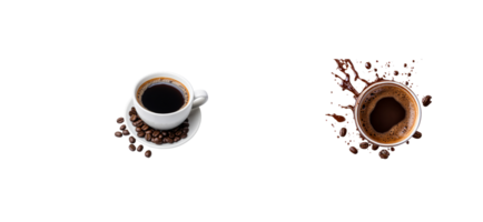 Coffee cups with beans on a transparent background png